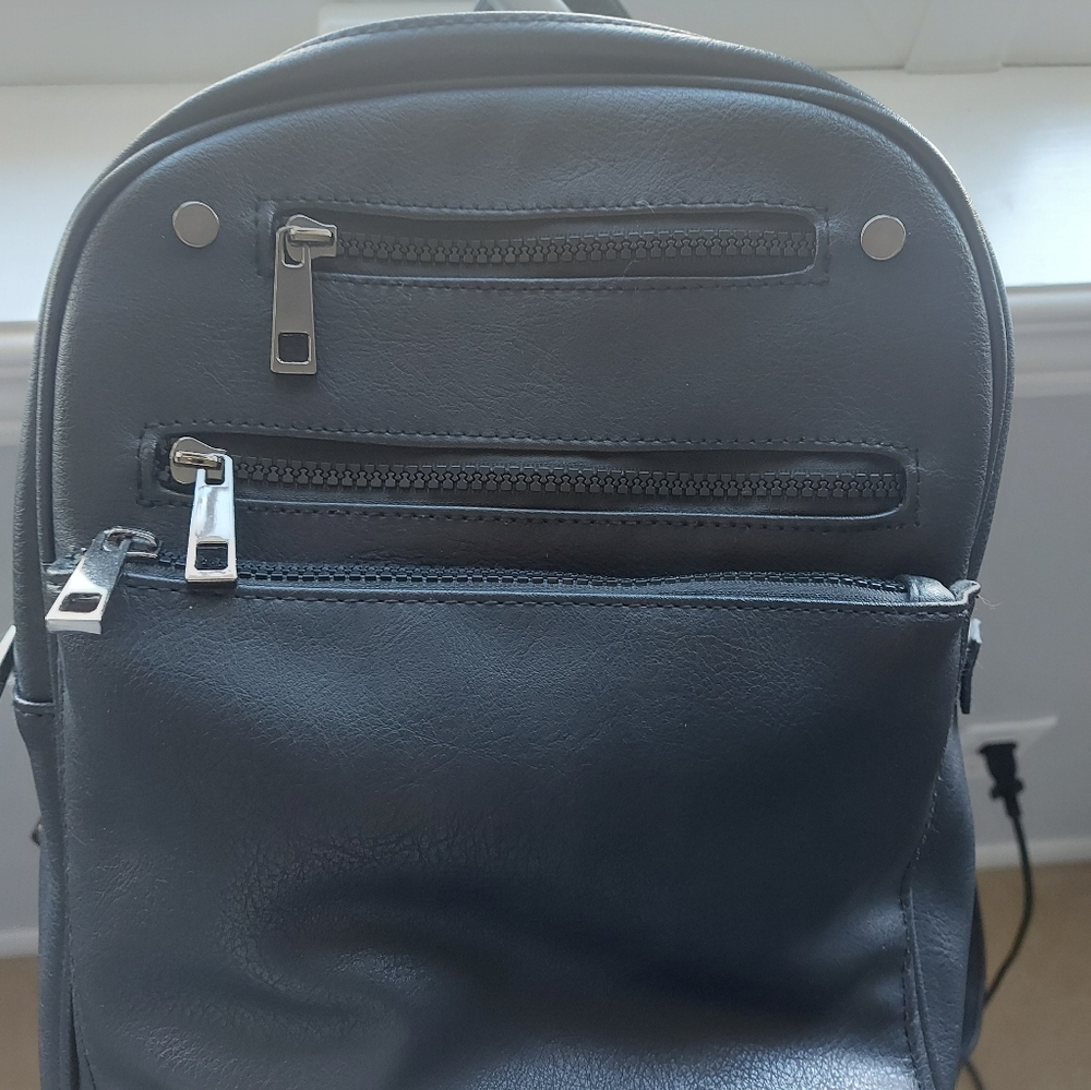 Stylish Black Leather Backpack